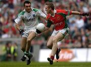 28 August 2004; David Heaney, Mayo, in action against Stephen Maguire, Fermanagh. Bank of Ireland Senior Football Championship Semi-Final Replay, Mayo v Fermanagh, Croke Park, Dublin.  Picture credit; Brian Lawless / SPORTSFILE