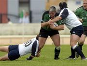 4 September 2004; Peter Bracken, Connacht, is tackled by Dan Parks, 10, Lee Harrison, Glasgow Rugby. Celtic League 2004-2005, Connacht v Glasgow Rugby, Sportsground, Galway. Picture credit; Matt Browne / SPORTSFILE