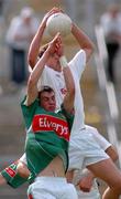 5 September 2004; Hugh Lynch, Kildare, in action against Barry Moran, Mayo. Erin All-Ireland U21 Football Championship Semi-Final, Mayo v Kildare, Pearse Stadium, Galway. Picture credit; David Maher / SPORTSFILE