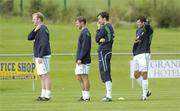 6 September 2004; Republic of Ireland players, r to l, Roy Keane, Gary Breen, Kenny Cunningham and Gary Doherty during squad training. Malahide FC, Malahide, Co. Dublin. Picture credit; Damien Eagers / SPORTSFILE
