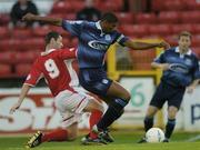 6 September 2004; Carlton Palmer, Dublin City, in action against Alan Moore, Shelbourne. eircom league, Premier Division, Shelbourne v Dublin City, Tolka Park, Dublin. Picture credit; Pat Murphy / SPORTSFILE