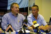 6 September 2004; Outgoing Dublin managerTommy Lyons and selector Paul Caffrey, right, at a press conference in Parnell Park, Dublin. Picture credit; Ray McManus / SPORTSFILE