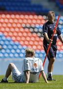 7 September 2004; Damien Duff, Republic of Ireland, with manager Brian Kerr during squad training. St. Jakob Park, Basle, Switzerland. Picture credit; David Maher / SPORTSFILE