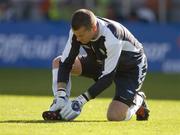 4 September 2004; Shay Given, Republic of Ireland goalkeeper, adjusts his boots during the game. FIFA World Cup Qualifier, Republic of Ireland v Cyprus, Lansdowne Road, Dublin. Picture credit; Pat Murphy / SPORTSFILE