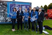 27 September 2013; Leinster players Shane Jennings, left, Mike McCarthy and Gordon D'Arcy with staff at the Lifestyle Sports Leinster Rugby Store. Celtic League 2013/14, Round 4, Leinster v Cardiff Blues, RDS, Ballsbridge, Dublin. Picture credit: Brendan Moran / SPORTSFILE