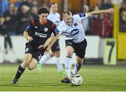 30 September 2013; Barry McNamee, Derry City, in action against Chris Shields, Dundalk. Airtricity League Premier Division, Dundalk v Derry City, Oriel Park, Dundalk, Co. Louth. Photo by Sportsfile