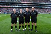 28 September 2013; Referee James McGrath, second from left, with his officials, from left, Johnny Ryan, Brian Gavin and Alan Kelly before the game. GAA Hurling All-Ireland Senior Championship Final Replay, Cork v Clare, Croke Park, Dublin. Picture credit: Ray McManus / SPORTSFILE