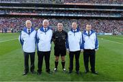 28 September 2013; Referee James McGrath with his umpires before the game. GAA Hurling All-Ireland Senior Championship Final Replay, Cork v Clare, Croke Park, Dublin. Picture credit: Ray McManus / SPORTSFILE