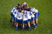 29 September 2013; The Monaghan team in a huddle before the game. TG4 All-Ireland Ladies Football Senior Championship Final, Cork v Monaghan, Croke Park, Dublin.