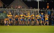 2 October 2013; Clare A players, 11 in total, line the goal to defend a free. GOAL Challenge, Clare A v Clare B, Sixmilebridge, Co. Clare. Picture credit: Diarmuid Greene / SPORTSFILE