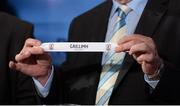 3 October 2013; Martin Skelly, Chairman of the Leinster Council, pulls out the name of Galway while making the draw for the GAA Leinster Senior Hurling Championship, during the 2014 GAA Senior Provincial Championship Draw. Croke Park, Dublin. Picture credit: Matt Browne / SPORTSFILE