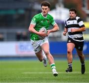 12 February 2025; Bobby Colbert of Gonzaga College during the Bank of Ireland Leinster Rugby Boys Schools Senior Cup second round match between Cistercian College Roscrea and Gonzaga College at Energia Park in Dublin. Photo by Shauna Clinton/Sportsfile