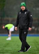 12 February 2025; Gonzaga College head coach Declan Fassbender before the Bank of Ireland Leinster Rugby Boys Schools Senior Cup second round match between Cistercian College Roscrea and Gonzaga College at Energia Park in Dublin. Photo by Shauna Clinton/Sportsfile
