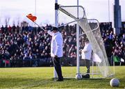 2 February 2025; Umpire Martin Sheridan waves the orange flag, after a two-point score, during the Allianz Football League Division 1 match between Mayo and Galway at Hastings Insurance MacHale Park in Castlebar, Mayo. Photo by Piaras Ó Mídheach/Sportsfile