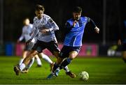 14 February 2025; Ronan Finn of UCD in action against Mark Imiren of Wexford during the SSE Airtricity Men's First Division match between UCD and Wexford at UCD Bowl in Belfield, Dublin. Photo by Tyler Miller/Sportsfile