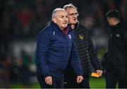14 February 2025; Galway United manager John Caulfield and assistant manager Ollie Horgan during the SSE Airtricity Men's Premier Division match between Cork City and Galway United at Turner's Cross in Cork. Photo by David Fitzgerald/Sportsfile