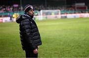 14 February 2025; Derry City manager Tiernan Lynch during the SSE Airtricity Men's Premier Division match between Shelbourne and Derry City at Tolka Park in Dublin. Photo by Stephen McCarthy/Sportsfile