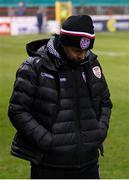 14 February 2025; Derry City manager Tiernan Lynch during the SSE Airtricity Men's Premier Division match between Shelbourne and Derry City at Tolka Park in Dublin. Photo by Stephen McCarthy/Sportsfile