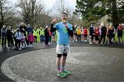 15 February 2025; Sanctuary Runners CEO and former Dublin footballer Michael Darragh MacAuley speaking before taking part in the Tralee Parkrun. Sanctuary Runners is a solidarity-through-sport movement which uses running, jogging and walking to bring together asylum seekers, refugees, migrants and all Irish residents and is supporting community integration in Trale, Killarney and Kenmare. For more information, email info@sanctuaryrunners.ie  Photo by Brendan Moran/Sportsfile
