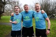 15 February 2025; Sanctuary Runners founder Graham Clifford, centre, with former Kerry footballer Liam Hassett and his son Mark after taking part in the Tralee Parkrun. Sanctuary Runners is a solidarity-through-sport movement which uses running, jogging and walking to bring together asylum seekers, refugees, migrants and all Irish residents and is supporting community integration in Trale, Killarney and Kenmare. For more information, email info@sanctuaryrunners.ie  Photo by Brendan Moran/Sportsfile