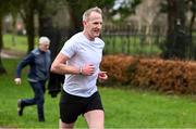 15 February 2025; Former Kerry footballer Liam Hassett, supporting the sanctuary runners, taking part in the Tralee Parkrun. Sanctuary Runners is a solidarity-through-sport movement which uses running, jogging and walking to bring together asylum seekers, refugees, migrants and all Irish residents and is supporting community integration in Trale, Killarney and Kenmare. For more information, email info@sanctuaryrunners.ie  Photo by Brendan Moran/Sportsfile
