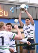 15 February 2025; UL captain Colin Coughlan lifts the cup after his side's victory in the Electric Ireland Higher Education GAA Fitzgibbon Cup final match between DCU Dóchas Éireann and University of Limerick at the GAA Connacht Centre of Excellence in Bekan, Mayo. Photo by Piaras Ó Mídheach/Sportsfile
