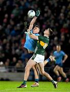 15 February 2025; Brian Howard of Dublin and Diarmuid O'Connor of Kerry contest the throw in during the Allianz Football League Division 1 match between Kerry and Dublin at Austin Stack Park in Tralee, Kerry. Photo by Brendan Moran/Sportsfile