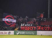 15 February 2025; Longford Town supporters during the SSE Airtricity Men's First Division match between Longford Town and Bray Wanderers at Bishopsgate in Longford. Photo by Michael P Ryan/Sportsfile
