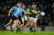 15 February 2025; Joe O'Connor of Kerry is tackled by Cian Murphy of Dublin during the Allianz Football League Division 1 match between Kerry and Dublin at Austin Stack Park in Tralee, Kerry. Photo by Brendan Moran/Sportsfile