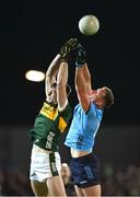 15 February 2025; Diarmuid O'Connor of Kerry and Ciarán Kilkenny of Dublin contest a high ball during the Allianz Football League Division 1 match between Kerry and Dublin at Austin Stack Park in Tralee, Kerry. Photo by Brendan Moran/Sportsfile