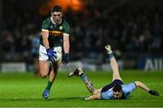 15 February 2025; Joe O'Connor of Kerry gathers possession ahead of Sean Lowry of Dublin  during the Allianz Football League Division 1 match between Kerry and Dublin at Austin Stack Park in Tralee, Kerry. Photo by Brendan Moran/Sportsfile