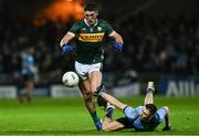 15 February 2025; Joe O'Connor of Kerry gathers possession ahead of Sean Lowry of Dublin  during the Allianz Football League Division 1 match between Kerry and Dublin at Austin Stack Park in Tralee, Kerry. Photo by Brendan Moran/Sportsfile