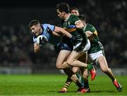 15 February 2025; Greg McEneaney of Dublin in action against Seán O'Shea, hidden, and Brian Ó Beaglaoich of Kerry during the Allianz Football League Division 1 match between Kerry and Dublin at Austin Stack Park in Tralee, Kerry. Photo by Brendan Moran/Sportsfile
