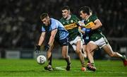 15 February 2025; Greg McEneaney of Dublin in action against Seán O'Shea, left, and Brian Ó Beaglaoich of Kerry during the Allianz Football League Division 1 match between Kerry and Dublin at Austin Stack Park in Tralee, Kerry. Photo by Brendan Moran/Sportsfile