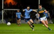 15 February 2025; Sean Lowry of Dublin and Joe O'Connor of Kerry contest a loose ball during the Allianz Football League Division 1 match between Kerry and Dublin at Austin Stack Park in Tralee, Kerry. Photo by Brendan Moran/Sportsfile