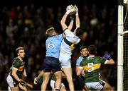 15 February 2025; Kerry goalkeeper Shane Ryan catches the ball ahead of Cian Murphy of Dublin during the Allianz Football League Division 1 match between Kerry and Dublin at Austin Stack Park in Tralee, Kerry. Photo by Brendan Moran/Sportsfile