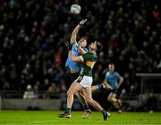 15 February 2025; Brian Howard of Dublin and k8 contest the throw in during the Allianz Football League Division 1 match between Kerry and Dublin at Austin Stack Park in Tralee, Kerry. Photo by Brendan Moran/Sportsfile