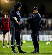 15 February 2025; Dublin selector Brian O’Regan, left, and manager Dessie Farrell before the Allianz Football League Division 1 match between Kerry and Dublin at Austin Stack Park in Tralee, Kerry. Photo by Brendan Moran/Sportsfile