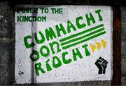 14 February 2025; A mural at the stadium before the SSE Airtricity Men's First Division match between Kerry FC and Finn Harps at Mounthawk Park in Tralee, Kerry. Photo by Brendan Moran/Sportsfile