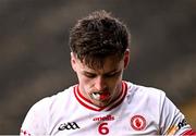 16 February 2025; Michael McKernan of Tyrone leaves the pitch after he was sent off, for a second yellow card, during the Allianz Football League Division 1 match between Mayo and Tyrone at Hastings Insurance MacHale Park in Castlebar, Mayo. Photo by Piaras Ó Mídheach/Sportsfile