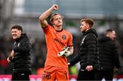 16 February 2025; Bohemians goalkeeper James Talbot celebrates after the SSE Airtricity Men's Premier Division match between Bohemians and Shamrock Rovers at the Aviva Stadium in Dublin. Photo by Ben McShane/Sportsfile