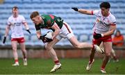 16 February 2025; David McBrien of Mayo in action against Michael McKernan of Tyrone during the Allianz Football League Division 1 match between Mayo and Tyrone at Hastings Insurance MacHale Park in Castlebar, Mayo. Photo by Piaras Ó Mídheach/Sportsfile