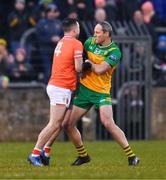 16 February 2025; Michael Murphy of Donegal and Aidan Forker of Armagh tussle during the Allianz Football League Division 1 match between Donegal and Armagh at MacCumhaill Park in Ballybofey, Donegal. Photo by Ramsey Cardy/Sportsfile
