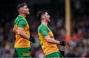 16 February 2025; Ryan McHugh of Donegal celebrates after kicking a point during the Allianz Football League Division 1 match between Donegal and Armagh at MacCumhaill Park in Ballybofey, Donegal. Photo by Ramsey Cardy/Sportsfile