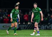15 February 2025; Connacht players Cathal Forde, right, and Piers O'Conor during the United Rugby Championship match between Connacht and Cardiff Rugby at Dexcom Stadium in Galway. Photo by Shauna Clinton/Sportsfile