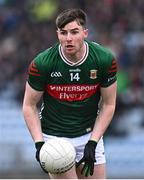 16 February 2025; Frank Irwin of Mayo during the Allianz Football League Division 1 match between Mayo and Tyrone at Hastings Insurance MacHale Park in Castlebar, Mayo. Photo by Piaras Ó Mídheach/Sportsfile