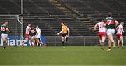 16 February 2025; Tyrone goalkeeper Niall Morgan runs back to his goal during the Allianz Football League Division 1 match between Mayo and Tyrone at Hastings Insurance MacHale Park in Castlebar, Mayo. Photo by Piaras Ó Mídheach/Sportsfile