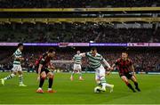 16 February 2025; Graham Burke of Shamrock Rovers in action against Keith Buckley, right, and Liam Smith of Bohemians during the SSE Airtricity Men's Premier Division match between Bohemians and Shamrock Rovers at the Aviva Stadium in Dublin. Photo by Stephen McCarthy/Sportsfile Photo by Stephen McCarthy/Sportsfile