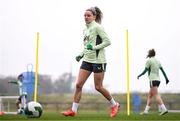 18 February 2025; Leanne Kiernan during a Republic of Ireland women's training session at the FAI National Training Centre in Abbotstown, Dublin. Photo by Stephen McCarthy/Sportsfile