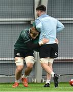 18 February 2025; Gavin Coombes, left, and John Hodnett during an Ireland Rugby squad training session at the IRFU High Performance Centre in Dublin. Photo by Brendan Moran/Sportsfile